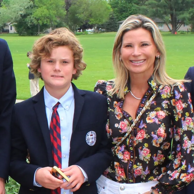 Laura Neil and her son on campus